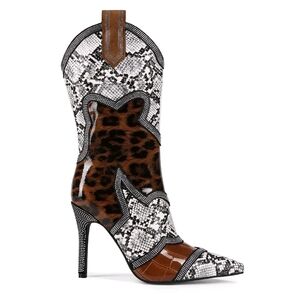 Leopard and Snakeskin Patterned Women's Boots